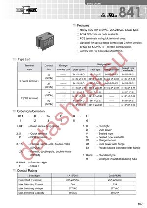 841-P-1A-S-H-12VDC datasheet  